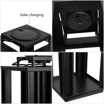 Leland Modern Industrial Integrated Indoor/Outdoor LED Solar Powered Lanterns